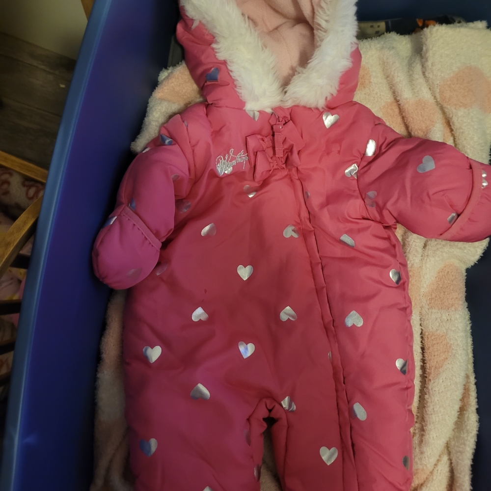 Weatherproof Pink Infant Snowsuit Labeled 3/6M